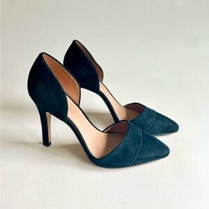 Madewell Black Suede Genuine Leather Classic Point Toe Heels size 7